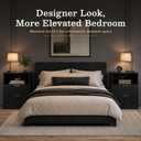 Nightstands Set of 2, Fluted Nightstand with 2 Drawers, Black & Narrow, 17.71" x 13.77" x 22.83"