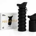 PeeSport Premium Pee Bottle, Portable Urinal for Men & Women, Leakproof Collapsible Silicone Travel Urinal 1000ml, Spill Proof, Car Camping Bedside, Seen on Shark Tank (Black)