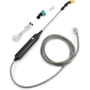 TOOVEM Electric Garden Sprayer, Portable Battery Powered Watering Wand, Rechargeable Plant Spray Mister with Telescopic Wand, 3 Adjustable Nozzles and 10ft Water Hose for Yard Lawn Weeds Plants (Black)