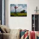 Rustic Windmill and Farmhouse Painting Canvas Wall Art Framed Print Country Landscape Artwork Serene Nature Scene Textured Brushstroke Wall Decor Vintage Style for Home Office Dining Room 16x24 Inches