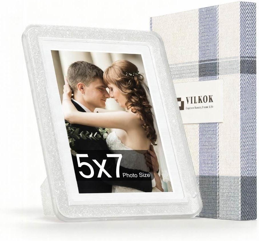 5 x Crystal 5x7 Picture Frame,1 Pack, Fits 5x7 Photo or 4x6 with Mat, Acrylic Front & Durable ABS Frame, Shatterproof UV-Resistant Tabletop Display, Vertical/Horizontal Home Dcor Frame