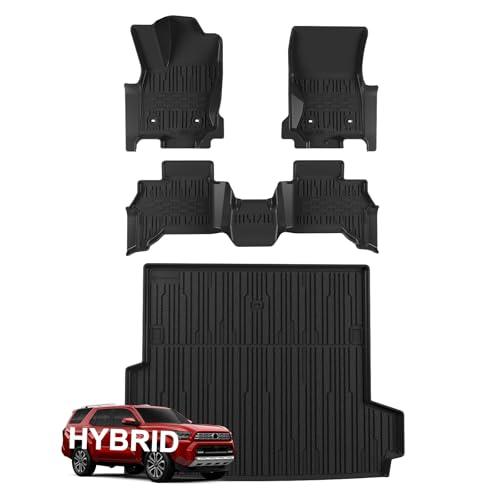 TripleAliners Floor Mats & Trunk Mat All Weather Liners Compatible With Toyota 2025 2026 4Runner Accessories Custom Fit TPE Heavy-Duty Waterproof Anti-Slip Floor Liner (5 Seats ONLY) - Only for Hybrid