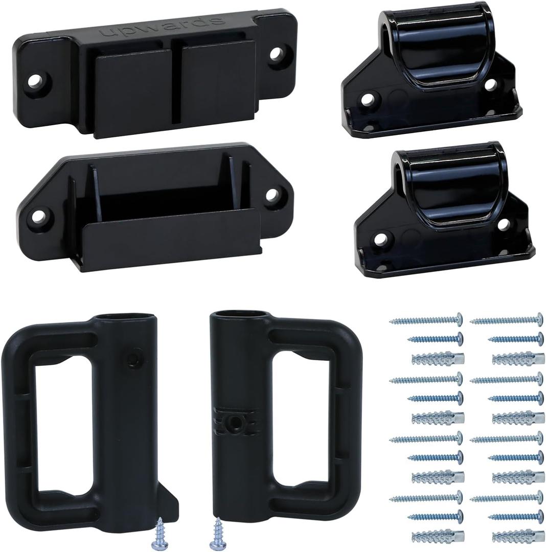 KISKIZ Retractable Baby Gate Replacement Parts Kit - Black Retractable Gates Full Set Wall Mount Accessories with Brackets, Latches, Hooks and Screws