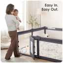 Sweeby Foldable Baby Playpen, 79x71 Inch Baby Gate Playpens for Babies and Toddlers Extra Large Play Yard with Door Child Fence and Indoor Play Pen, Dark Grey