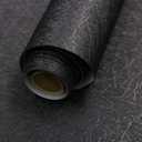 Abyssaly Black Silk Wallpaper Peel and Stick 15.7" X 393.7" Embossed Self Adhesive Black Contact Paper Removable Kitchen Vinyl Textured Wall Paper Cabinet Furniture Shelf Liner