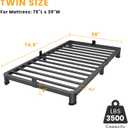 Superay 4 Inch Twin Bed Frame Low Profile, Heavy Duty Metal Platform Bed Frame with Round Corner Legs, Sturdy Mattress Foundation, No Box Spring Needed, Easy Assembly, Noise Free, Black
