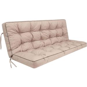 Outside Benches Cushion with Backrest, Thicken Waterproof Swing Cushions 2/3 Seater Replacement, Porch Swing Cushions Outdoor (Beige, 55"x40")