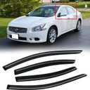 Window Visor for 2009-2015 Nissan Maxima, Out-Channel Rain Guards Shields Vent Deflector Shade Wind Dark Smoke 2010 2011 2012 2013 2014, Tape-On Outside-Mount, 4PCS