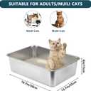 Homegroove Stainless Steel Litter Box 2 Pack, 20"x13.8"x6" Large Metal Cat Litter Box with High Sides, Non-Stick Easy to Clean Surface, Jumbo Size for Big Cats & Multiple Cats