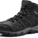 NORTIV 8 Men's Ankle High Waterproof Hiking Boots Outdoor Lightweight Shoes Trekking Trails Armadillo (12, Black-leather)