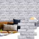 Commomy Brick Peel and Stick Tile - 10 pcs 11.8”x 11.8” (Covers 9.7 sq.ft) Small Size PVC Printable Faux Brick Wall Panels Brick Wallpaper Wall Paneling for Kitchen,Bedroom,Bathroom,Living Room