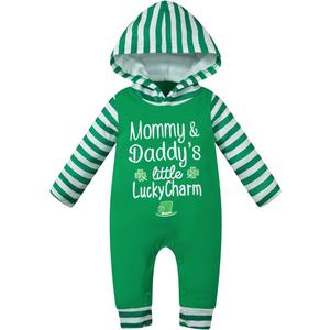 Infant Baby Boys Girls St. Patrick's Day Hooded Outfits Romper Clothes (6-12 Months, Green)