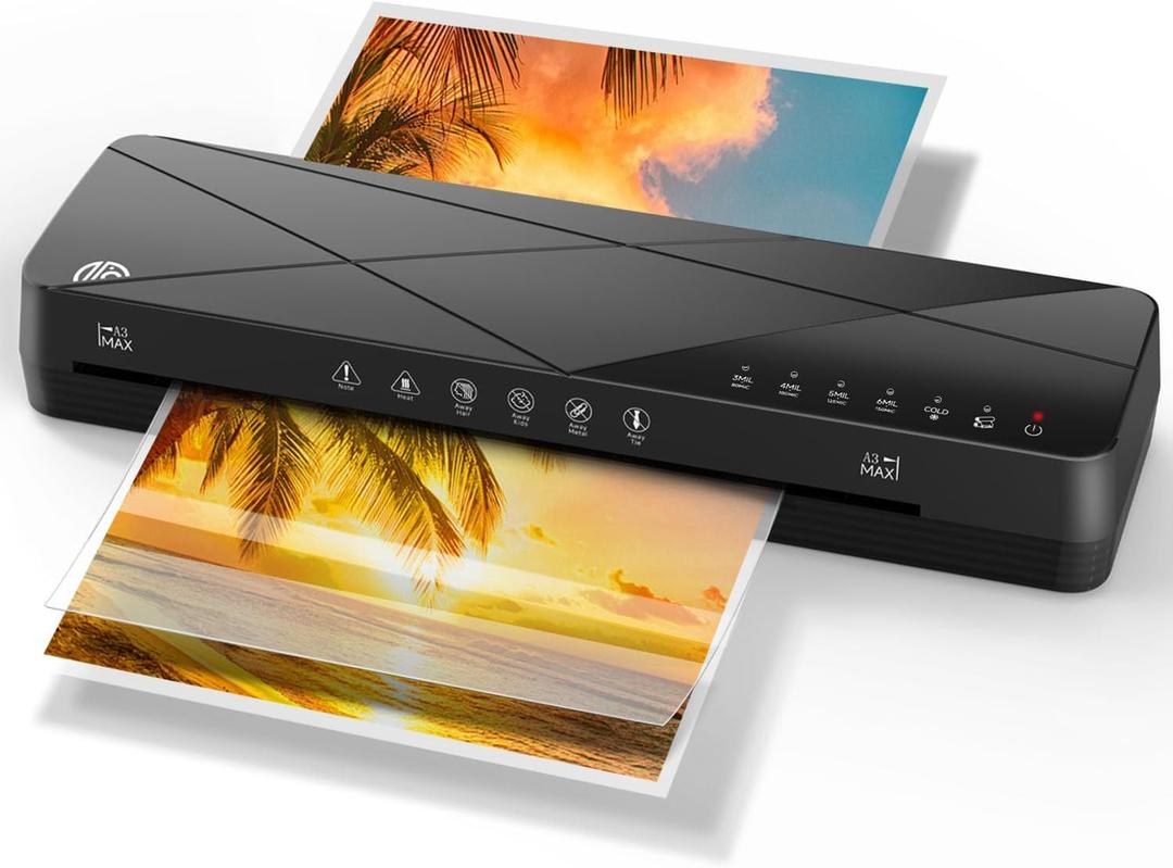 Crenova Laminator Machine 13 inch, Laminator with Touch Screen, 60s Quick Warm Up Auto Off, Hot and Cold Laminator with ABS Jam Free, Laminator for Home Office School, Black