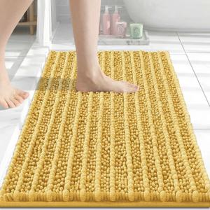 Arotive Luxury Bathroom Rugs 24x16, Extra Soft Thick Absorbent Shaggy Chenille Bath Rugs, Non-Slip Machine Wash Dry, Bath Mats for Bathroom Floor, Tub and Shower, Home Decor Accessories, Yellow