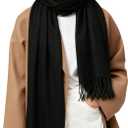 Large Fashion Scarf Wraps for Women Ladies Soft Warm Winter Solid Shawl Scarves Plus Spring Wraps Scarf 30x75in Black
