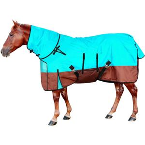 78" Waterproof Breathable Horse Blanket (No Fill), 600D Oxford Cloth Winter Turnout Rain Sheet with Removable Neck Cover, Windproof Tail Flap and Belly Wrap, Suitable for Stables, Pastures, Paddock