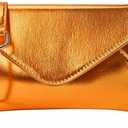 Evening Clutch Purse for Women Envelope Clutches Crossbody Bag Wedding Purses Prom Party Night Shiny Small Shoulder Handbag (Orange)