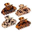 4 Pack 3.34 In Tortoise Shell Celluloid Hair Claw Clips for Women