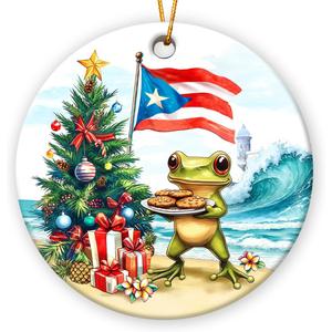 7 x Puerto Rico Christmas Ornament 2025, Unique Puerto Rico Decor Gift for Friends, Family, Xmas Gifts for Women and Men, Ceramic Ornaments for Hanging Decoration