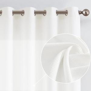 COLLACT White Curtains 84 Inch Length 2 Panels Set Linen Textured Casual Weave Living Room Curtain Light Weighted Drapes for Bedroom Grommet Top Light Filtering Farmhouse Window Treatments