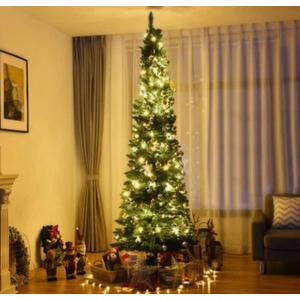 8Ft PVC Artificial Pencil Christmas Tree Slim w/ Stand Home Holiday Decor Green