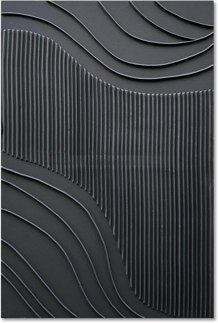 NANKAI Art Pure Black Texture Minimalist Art Oil Painting 36x24 inch Contemporary Art Oil Painting Home Office Wall Decorative Art (Nkhb312)