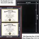 GraduationMall Double 8.5x11 Diploma Frame,Solid Wood & Tempered Glass,Cherry Finish with Gold Trim,Purple & Gold Mat