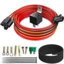 Electric Fuel Pump Relay Kit, 40 AMP Waterproof Heavy Duty Relay Wiring Harness with Nylon Wire Loom & Long Wires, 12V Fuel Pump Bypass Switch Universal Fit (P/N 30247)