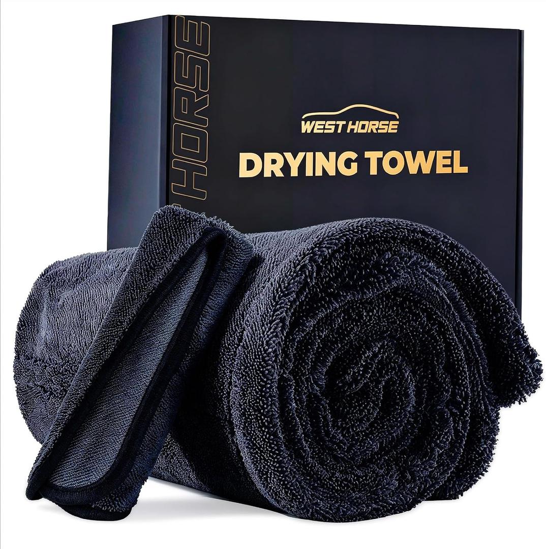 1200 GSM Microfiber Car Drying Towel Extra Large 24 x 36, Streak-Free, Scratch-Free, and Ultra-Absorbent for Effortless Car Detailing, Double Twist Pile & & Edgeless Design