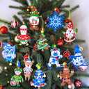 Winlyn 24 Sets Holiday Decorations DIY Christmas Tree Ornaments Winter Crafts Kits Foam Snowflake Penguin Snowman Foam Stickers for Kids Holiday Seasonal Gift Home Classroom Activities Party Favors