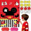 Cute red Mouse Birthday Party Decoration Game, pin The Palms on The Mouse with 24 Stickers, red Poster Party Favors,Kids Games,Party Games