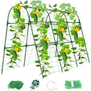 Cucumber Trellis for Raised Bed,U-Shape Garden Trellis for Climbing Plants Outdoor, Metal Arch Vegetables Trellis, Plant Support for Vine (Green, 47.2x47.2 X21.6)