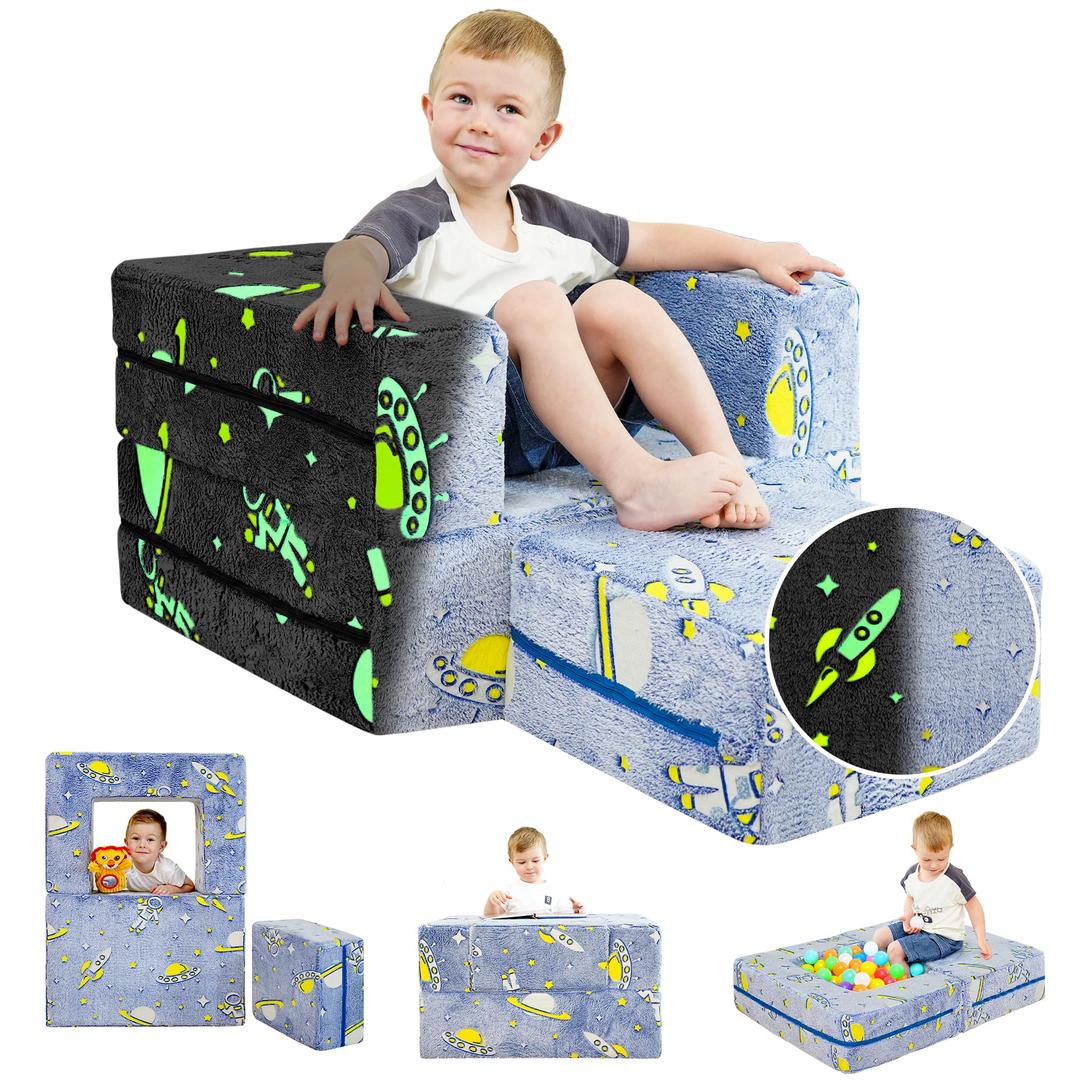 MallBest Kid Couch, Modular Kids Sofa, Modular Toddler Play Couch for Kids Playroom with Washable Durable Cover (Astronaut)
