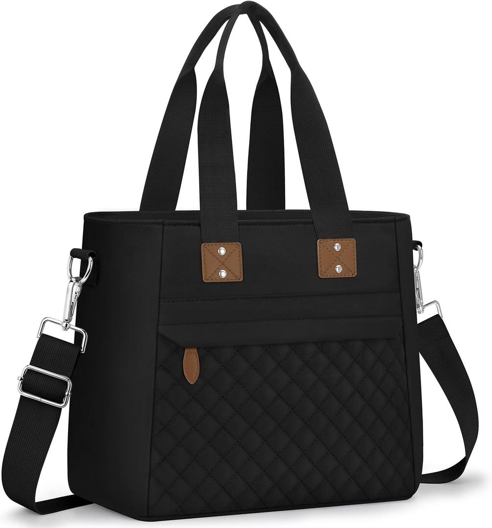 Insulated Lunch Box for Women & Men - Large Thermal Lunch Bag Women with Removable Shoulder Strap, Reusable Lunch Cooler Tote Bags Purse for Adults Work, Picnic, Hiking, Beach, Travel, LargeBlack