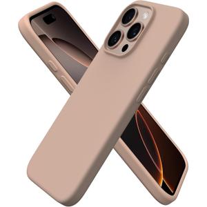 ORNARTO Compatible with iPhone 16 Pro Case 6.3", Slim Liquid Silicone 3 Layers Soft Gel Rubber Shockproof Protective Cover with Anti-Scratch Microfiber Lining-Nude Taupe