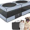 2-in-1 Dog Playpen, 58''Pop Up Cat Puppy Pet Playpen Indoor/Outdoor Cats Enclosed, Cat Dog Tent Crate Cage Kennel, Portable Playpen for Kitten, Small Animals Play Pen(No Divider, Unified Space) (Grey)