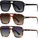 ANDWOOD Polarized Aviator Sunglasses for Women Men Retro 70s 80s 90s Aviators Trendy Square Pilot Vintage Shades