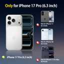 4 x 4 in 1 Magnetic for iPhone 17 Pro Case [with 1X Screen Protector, Braided Cable, Removable Lens Case] [Mil-Grade Drop Protection] Shockproof Slim Translucent Matte Protective Phone Case, Black