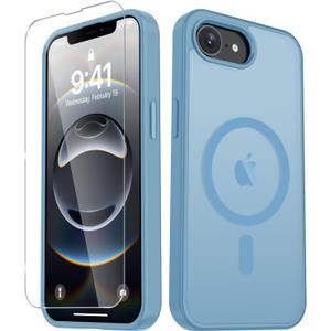 for iPhone 17e Case, iPhone 16e Case, Matte Magnetic Phone Cover [with 1 Screen Protector] [Support for MagSafe] [Shockproof Military Grade Protection] Translucent Frosted Back, Lavender Purple