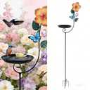 hogardeck Small Metal Bird Bath for Outside, 8” Dia Bowl Bird Baths Feeder Bowl for Outdoors, Standing Birdbaths & Birdfeeder for Garden Patio Yard Lawn Decor