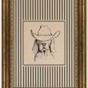 Vintage Gold Framed Retro Western Cowboy Dog Wall Art, 24"L x 16"W