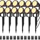 Outdoor Landscape Lighting - 12Pack Outdoor Spot Lights with Connectors & Transformer for Yard Plant Lawn Tree Flags House Garden Fence - 7W Warm Yellow 3000K Spotlights with IP65 Waterproof