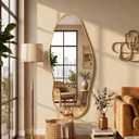 Irregular Full Length Mirror -Gold Mirrors for Wall Home Decor 55"x 23" | Asymmetrical Floor Mirror Reinforced Metal Frame Hanging Mirrors for Wall Bedroom Living Room Entryway