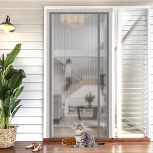 Reversible Left or Right Side Opening Magnetic Screen Door, Durable Mesh Curtain Hands Free for Patio, Bedroom, Fits Door Size 36" x 82",Silvery