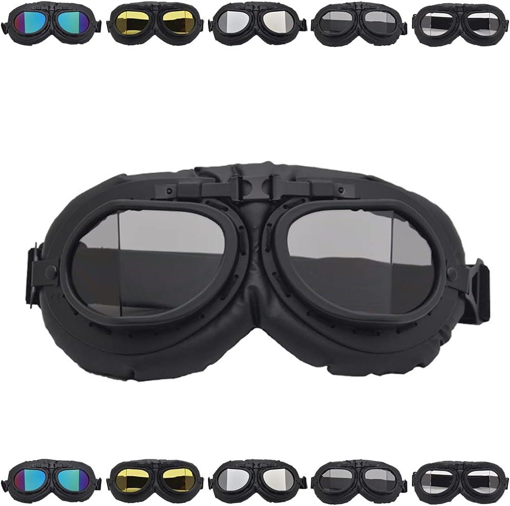 Peicees Vintage Helmet Goggles Motorcycle Goggles Bike Motorcross Pilot Goggle (Black)