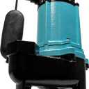 Little Giant 10SC-CIA-SFS 115-Volt, 7200 GPH, 1/2 HP Automatic Cast Iron Sewage/Effluent Pump with Integrated Snap-action Float Switch and 20-ft. Cord, Blue, 511431