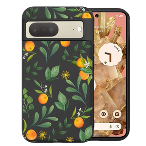 Unov Case Designed for Pixel 7, Black Phone Case with [AntiSlip Embossed Pattern], Shockproof Slim Protective [AntiScratch TPU] Back Cover, Citrus Flavors