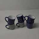 Schliersee 18 OZ Large Coffee Mugs Set of 6, Ceramic Mug for Man Woman, Blue White Geometric Floral Porcelain Cup for Latte, Tea, Cappuccino, Mocha, Cocoa, Housewarming Wedding Mug Present