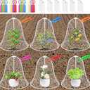 OZMI Garden Chicken Wire Cloches for Plants Protectors from Animals 16" D x 12" H 6 Pcs Rustproof Plant Cages for Outdoor Vegetable Flowers Garden Large Assemble-able Metal Cloches White