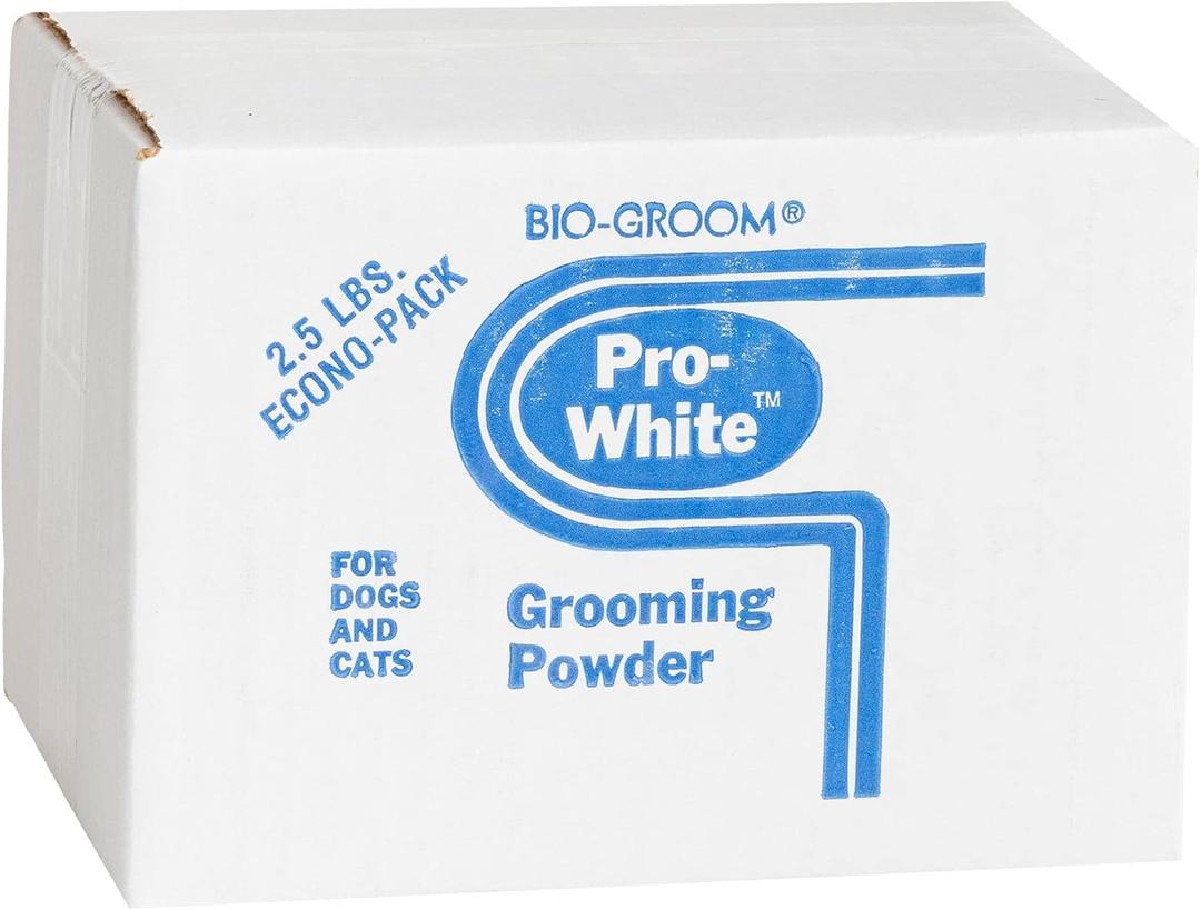 Bio-Groom Pro-White Dog Grooming Powder  Smooth Coat Defense, Dog Bathing Supplies, Puppy Wash, Cat & Dog Grooming Supplies, Cruelty-Free, Made in USA, Dog Powder for Odor  2.5 lb Box